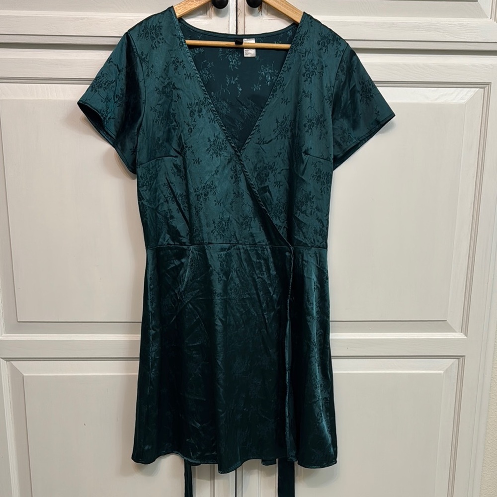 H&M Deep Teal Floral Midi Dress